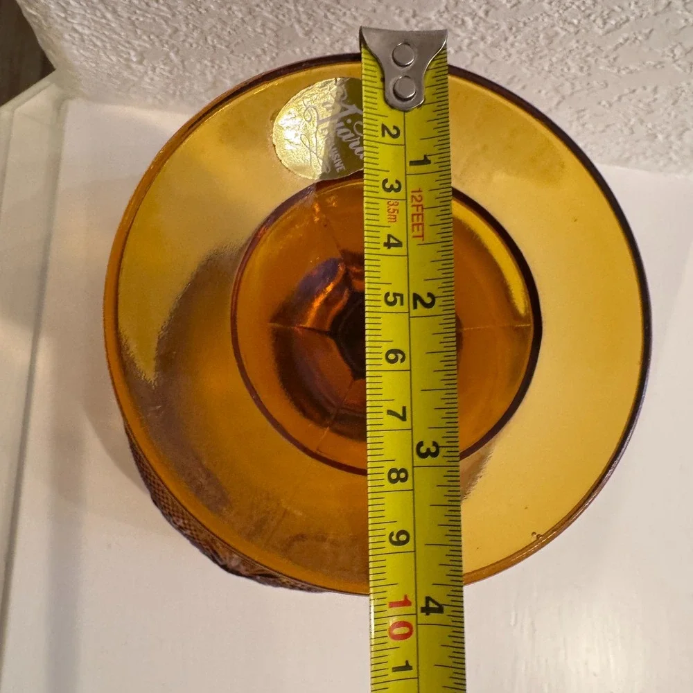 Vintage Tiara Amber Pedestal Footed Large Candy Dish Indian Glass‎